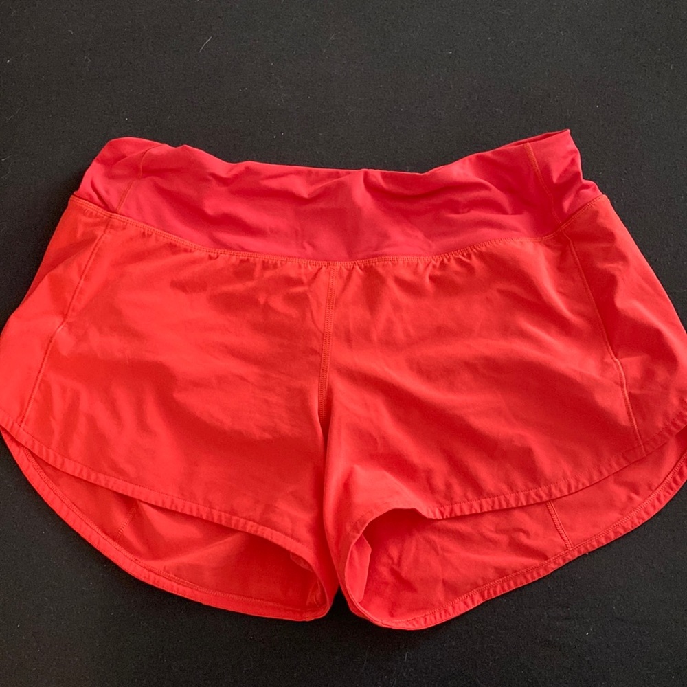 Coral pink lulu running shorts